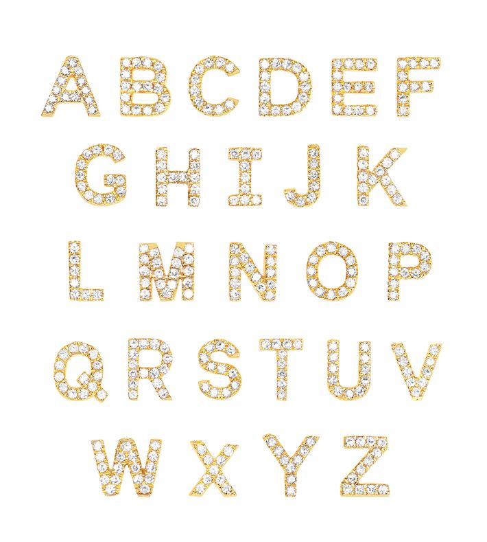 Diamond Letter Monogram Bracelet Yellow Gold