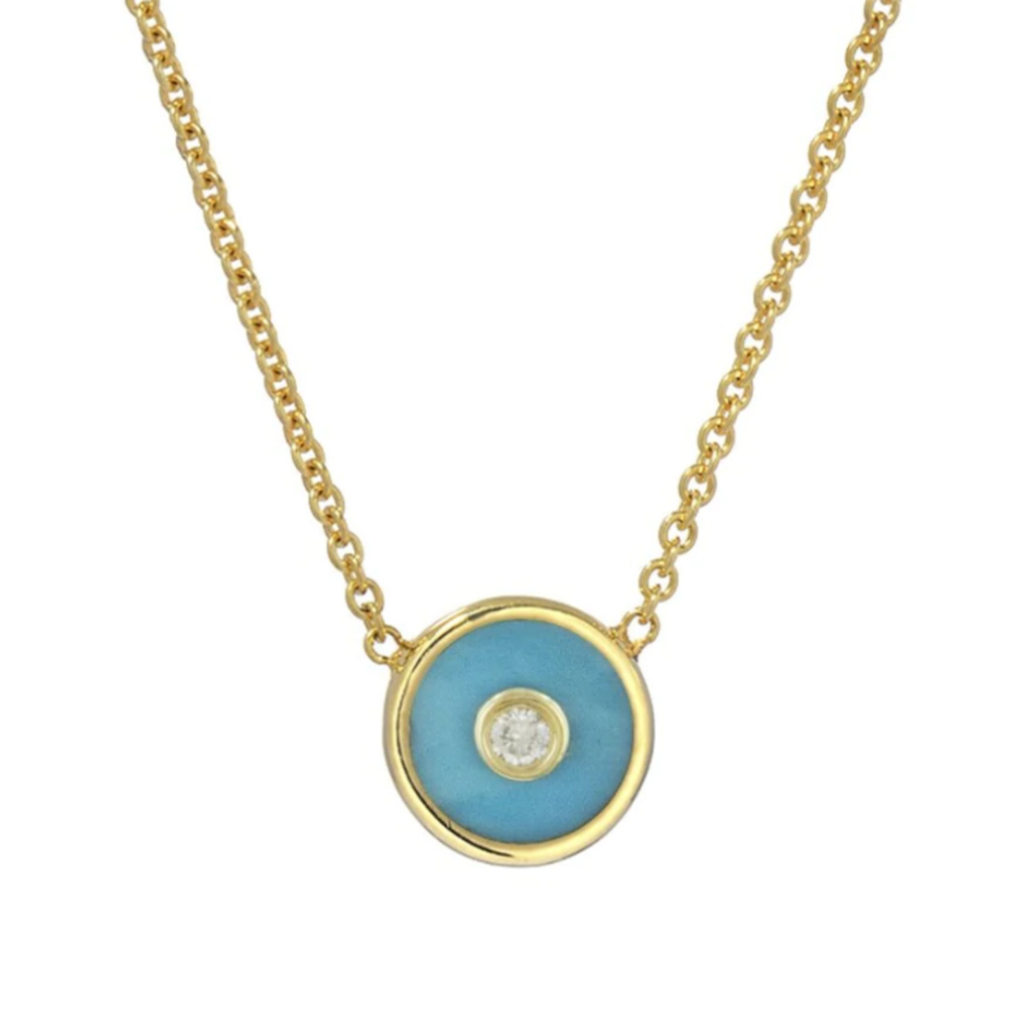 Mini Capella Necklace with Turquoise and Emerald in 14K Yellow Gold - M ...