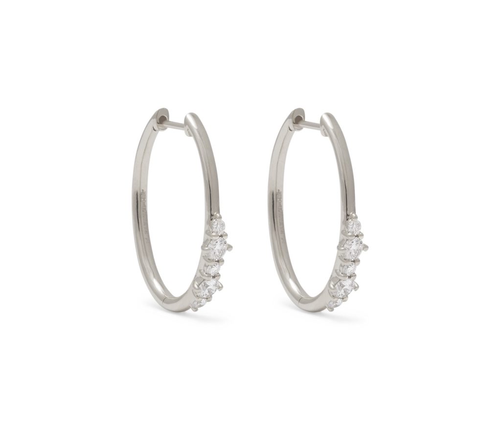 Ava Large Partial Diamond Hoops in 14K White Gold
