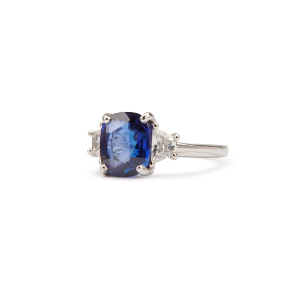 The Victoria Cushion Sapphire Engagement Ring Setting with Trapezoid ...