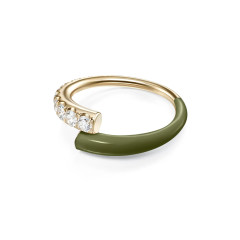 Lola Ring with Army Green Enamel in 18K Gold