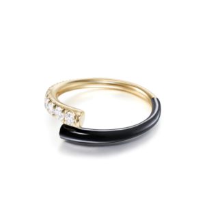 Lola Pinky Ring with Black Enamel in 18K Gold