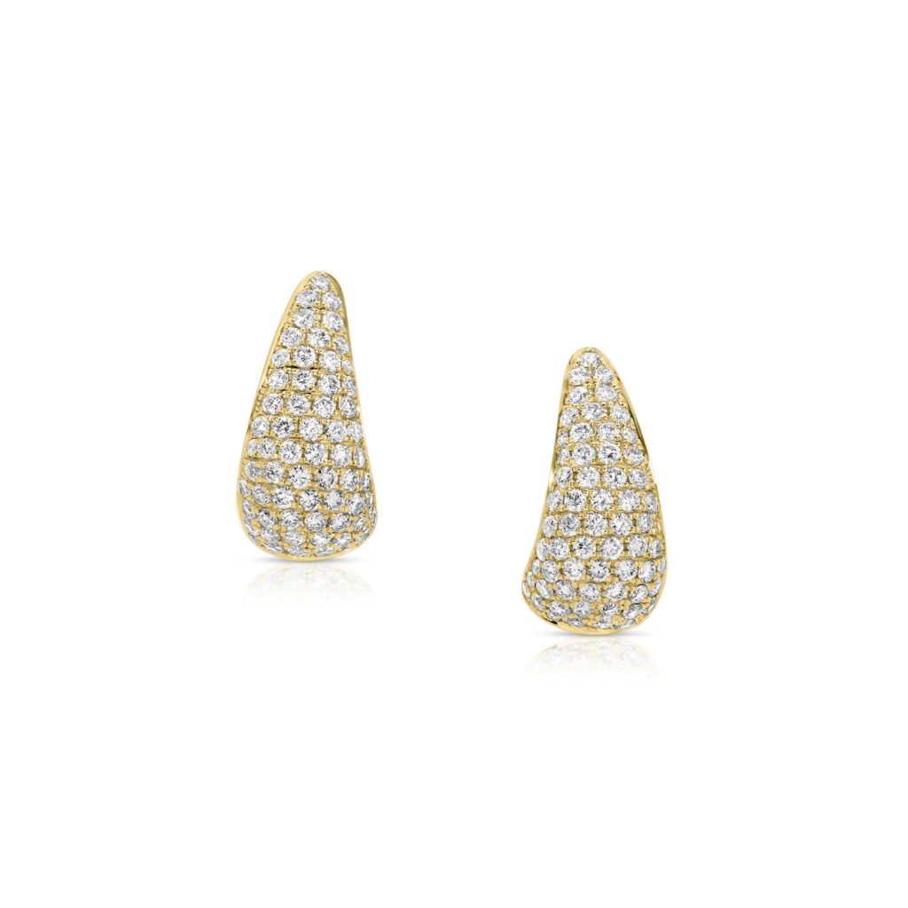 Small Pave Diamond Claw Earrings in 18K Yellow Gold