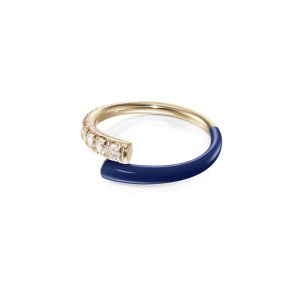 Lola Pinky Ring with Navy Enamel in 18K Gold