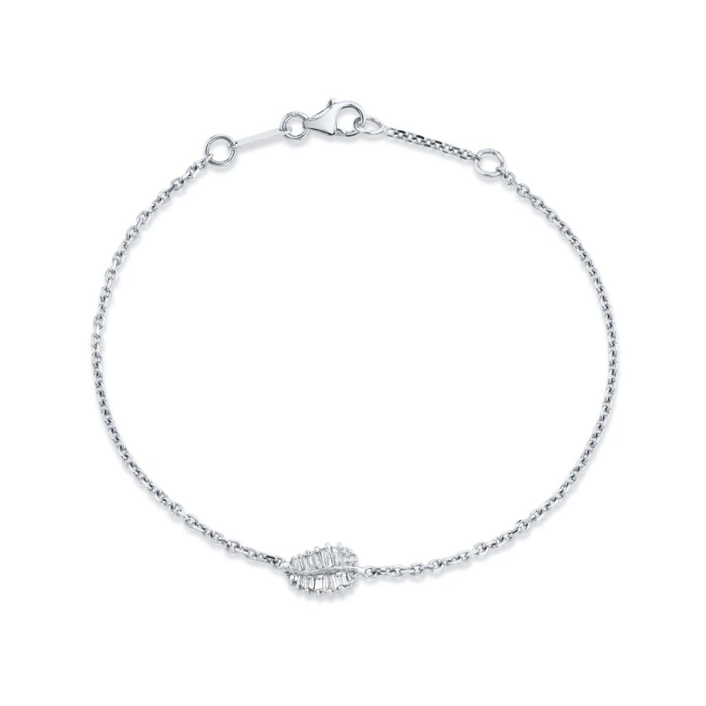 Small Palm Leaf Chain Bracelet in 18K White Gold