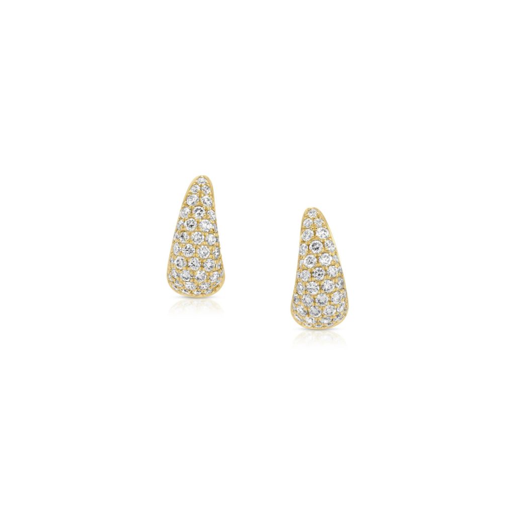 Baby Diamond Pave Claw Earrings in 18K Yellow Gold