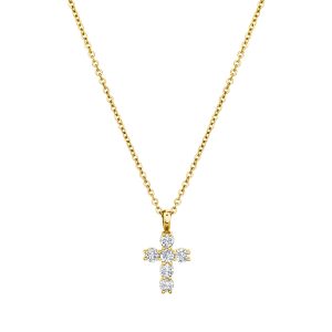 Diamond Cross Necklace in 18K Yellow Gold