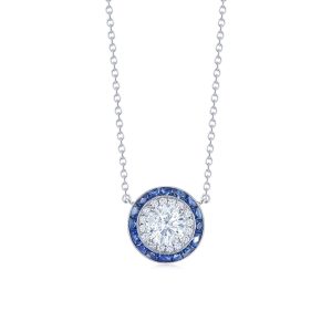 Diamond and Sapphire Silhouette Pendant in 18K White Gold