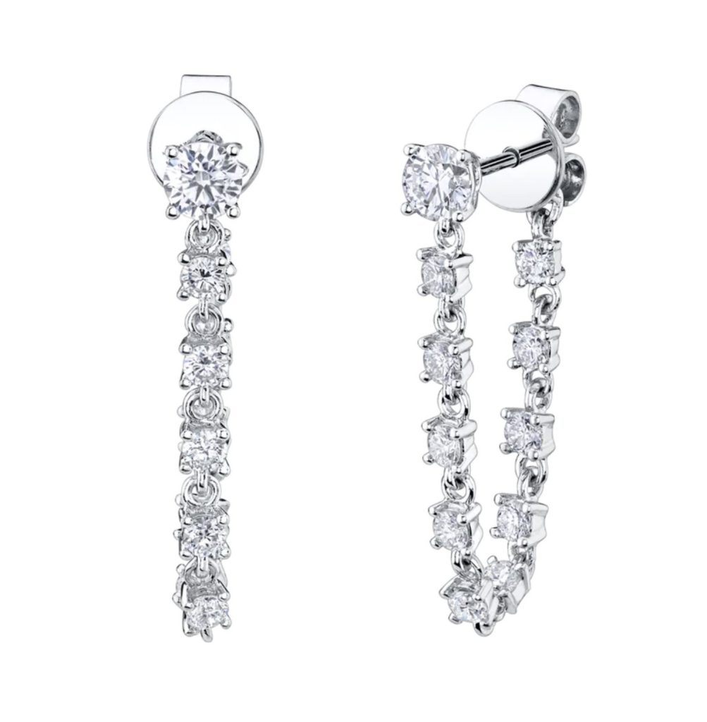 Diamond Loop Earrings in 18K White Gold