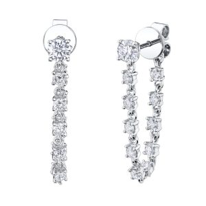 Diamond Loop Earrings in 18K White Gold