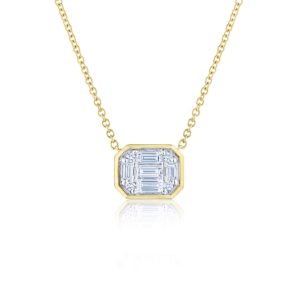 Diamond Sunburst Pendant in 18K Yellow Gold