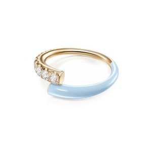 Lola Ring with Pastel Blue Enamel in 18K Yellow Gold