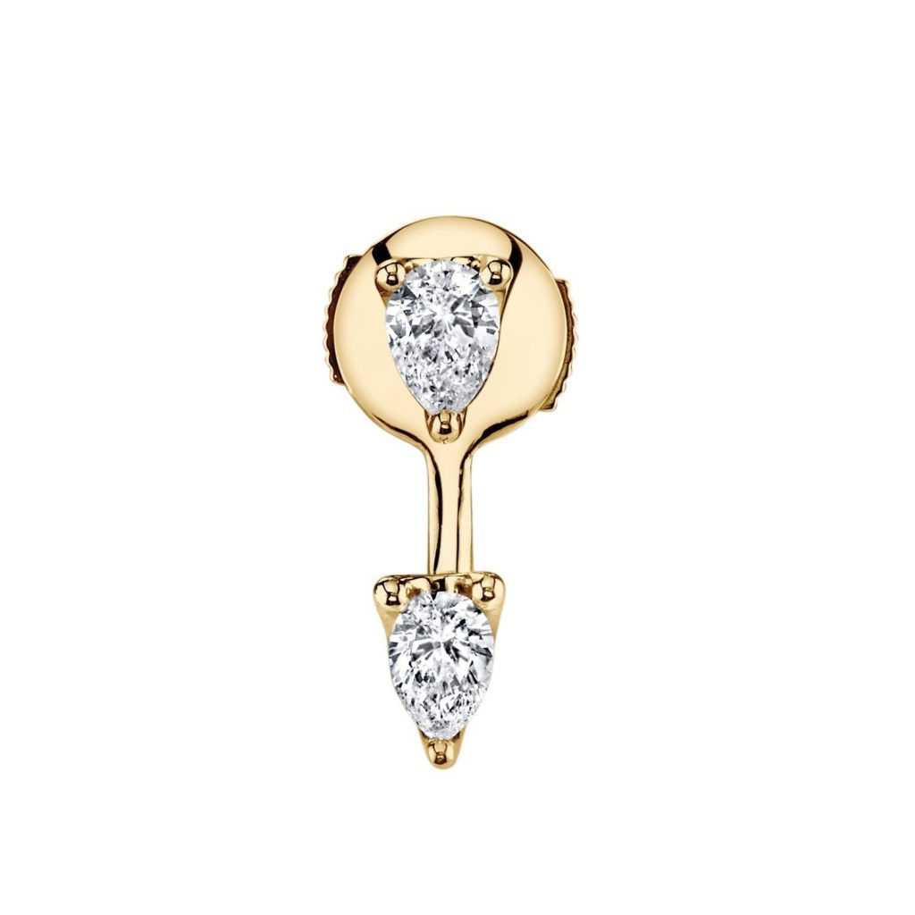 Single Pear Diamond Orbit Earring in 18K Yellow Gold