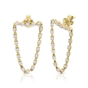 Bar Diamond Loop Earrings in 18K Yellow Gold