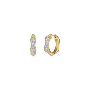 Zen Dimond Huggies in 18K Yellow Gold