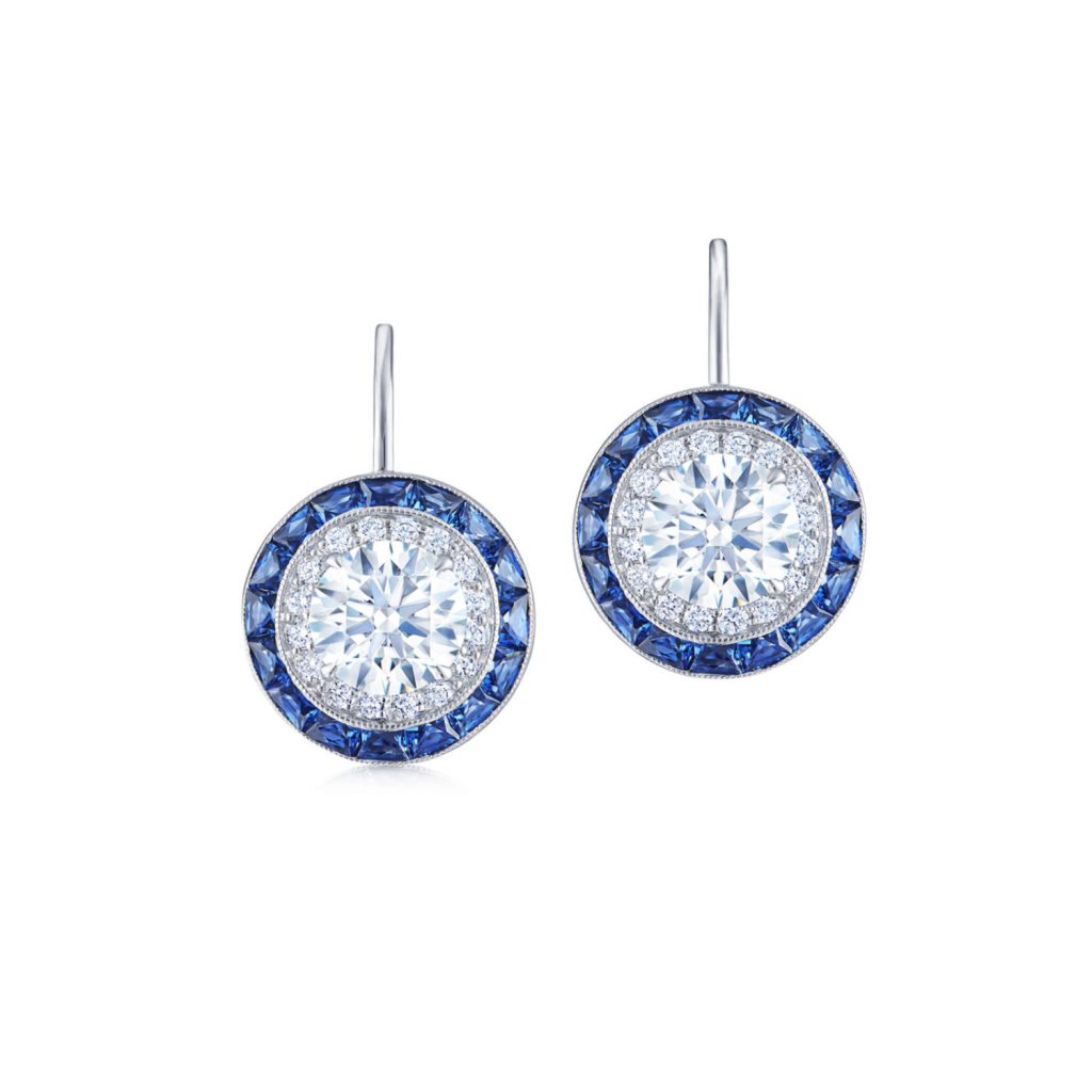 Diamond and Sapphire Silhouette Drop Earrings