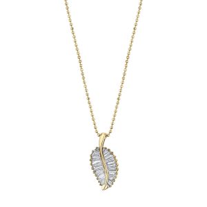 Diamond Palm Leaf Necklace in 18K Yellow Gold