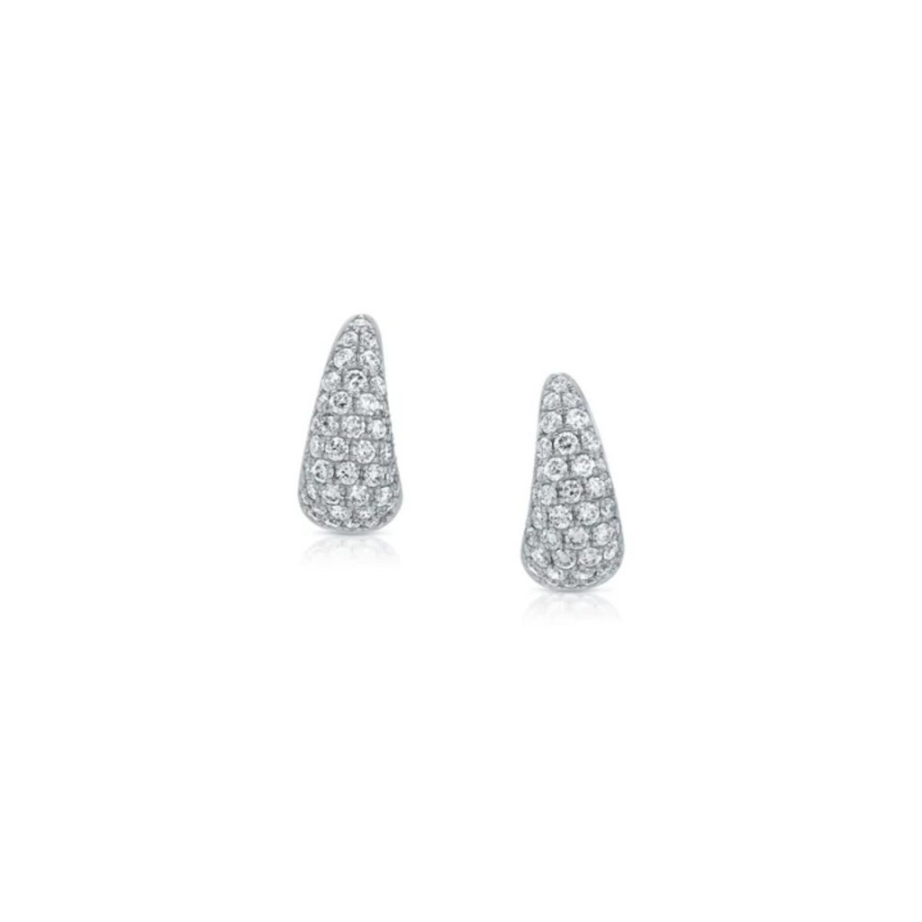 Baby Diamond Pave Claw Earrings in 18K White Gold