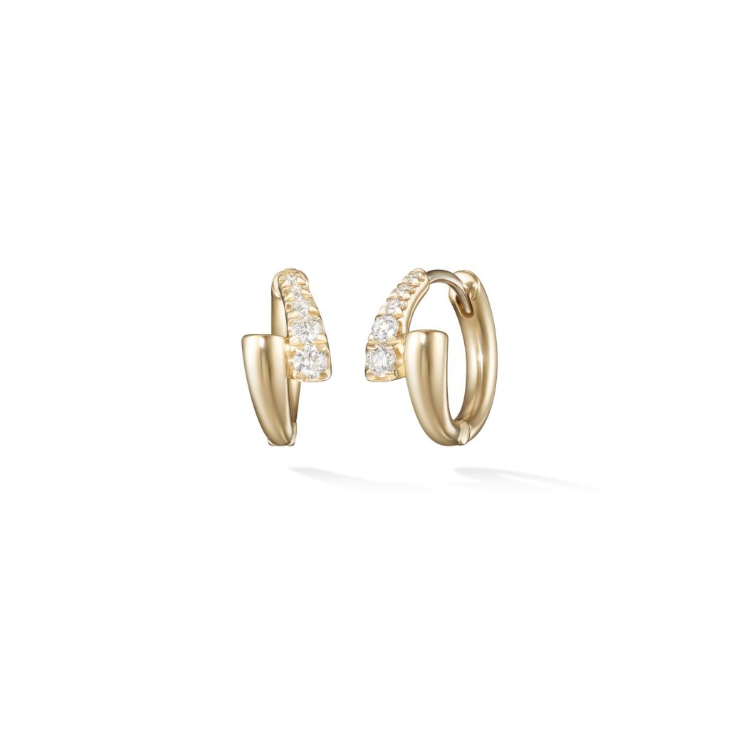 Partial Diamond Lola Huggie Hoops in 18K Yellow Gold