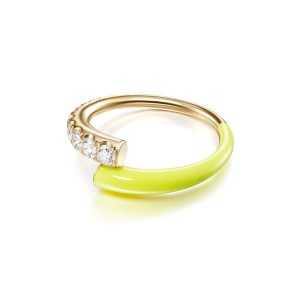 Lola Pinky Ring with Neon Yellow Enamel in 18K Gold