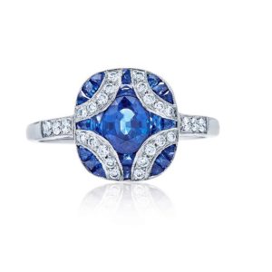 Diamond and Sapphire Argyle Ring in 18K White Gold